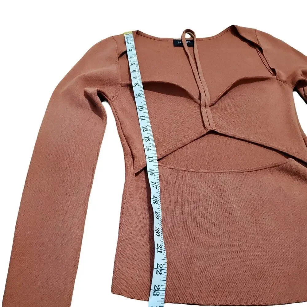 REVOLVE Bardot Maxwell Knit Top cot cutout long sleeve in Copper size L